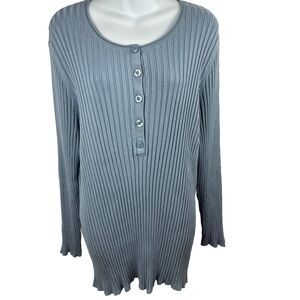 Coldwater Creek 3X Sweater Blue Heathered 5 Button Front Viscose Blend Plus Size